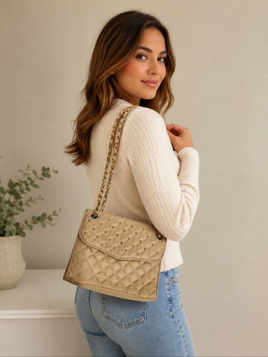 Rebecca Minkoff Handbags - Rebbeca minkoff cream golden studded patch shoulder crossbody bag